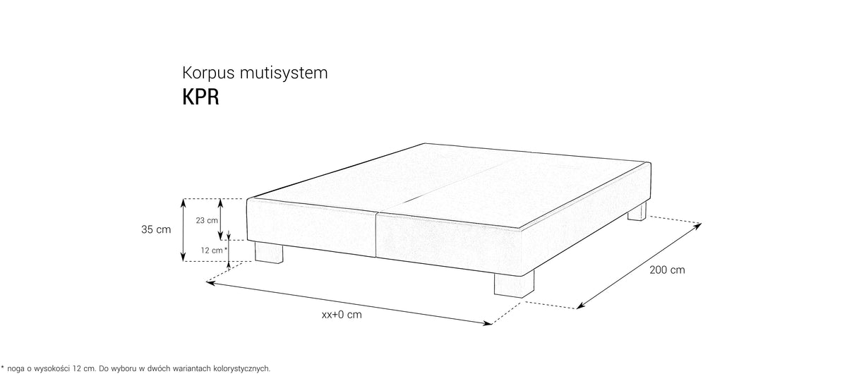 Korpus KPR ze stelażem TWINPACK i nogami w cenie – wymiary, rysunek techniczny