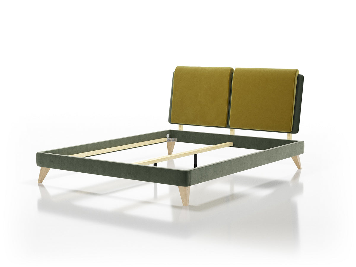 Łóżko tapicerowane 81238 w stylu retro na drewnianych nogach – zdjęcie 3
