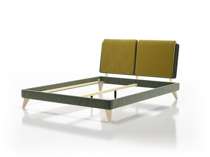 Łóżko tapicerowane 81238 w stylu retro na drewnianych nogach – zdjęcie 3