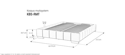 Korpus KBS-RMT z pojemnikiem i pionowymi przeszyciami boków – wymiary, rysunek techniczny
