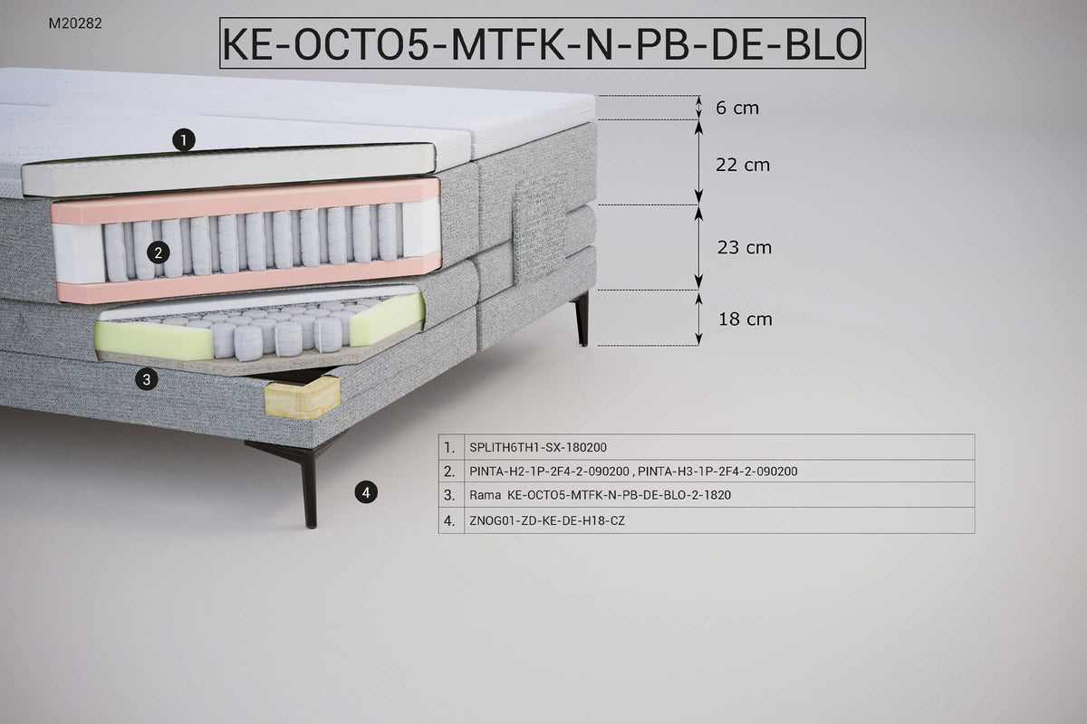 Łóżko kontynentalne KE-OCTO5-MTFK-N-PB-DE-BLO z zagłówkiem Z96 – zdjęcie 2