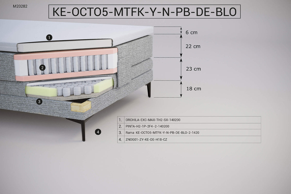 Łóżko kontynentalne KE-OCTO5-MTFK-Y-N-PB-DE-BLO z zagłówkiem Z96 – zdjęcie 2