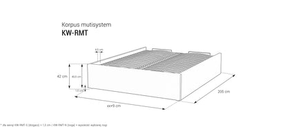 Korpus KW-RMT z pojemnikiem i wysokimi bokami – wymiary, rysunek techniczny