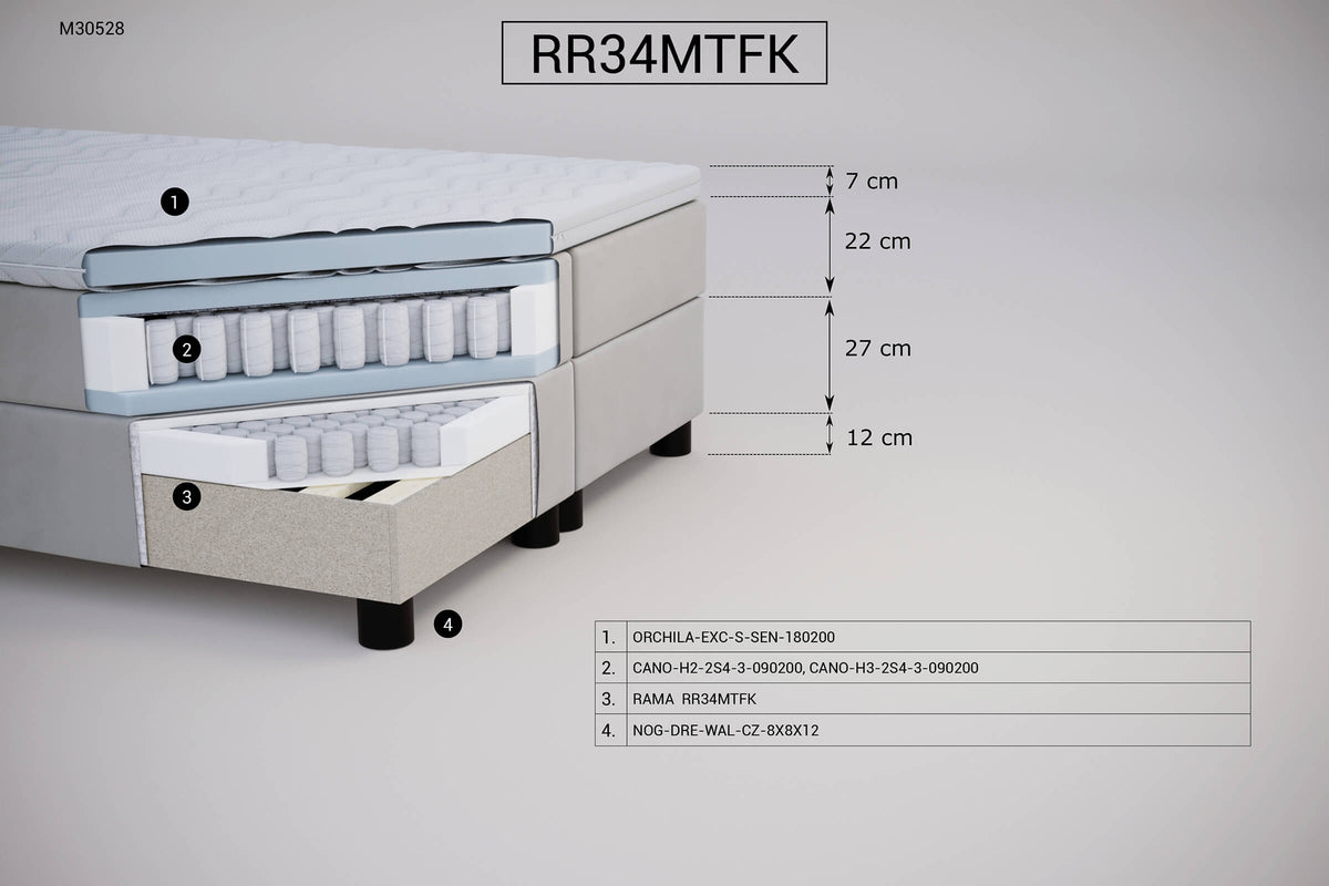 Łóżko kontynentalne RR34MTFK – zestaw z zagłówkiem Z06 – zdjęcie 2