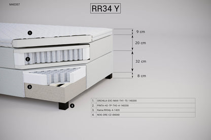 Łóżko kontynentalne RR34y – zestaw z materacem i zagłówkiem Z03 – zdjęcie 2