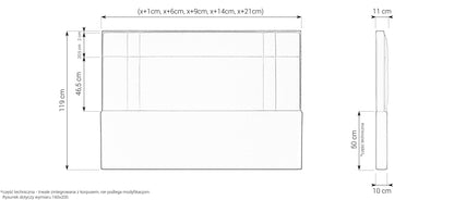 Zagłówek Z103 o geometrycznej formie, 119 cm – wymiary, rysunek techniczny