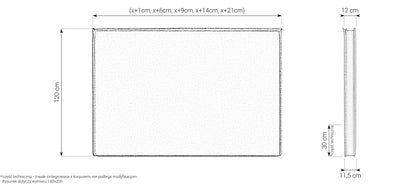 Zagłówek Z236 z lamówką, 120 cm – wymiary, rysunek techniczny