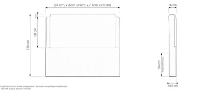 Zagłówek Z99 prosty, 130 cm, grubość 16 cm – wymiary, rysunek techniczny